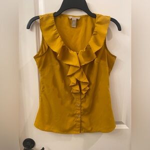 Banana Republic Ruffled Blouse Mustard XS